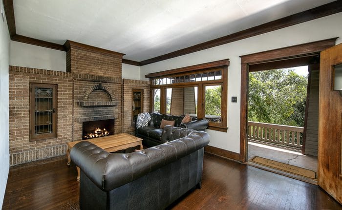 Echo Park Craftsman home with brick fireplace