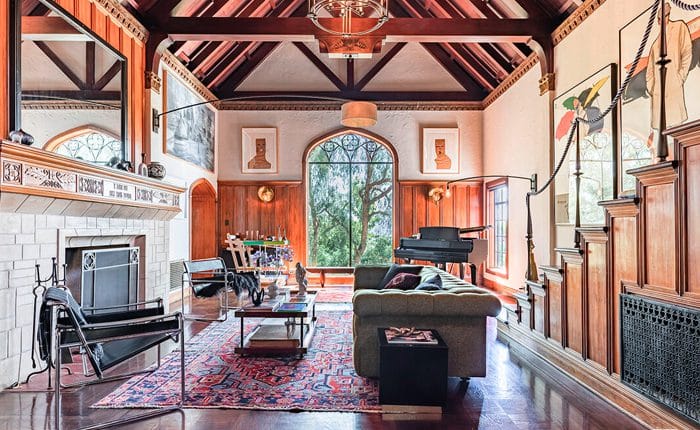 Historic Los Feliz Tudor home with a majestic fireplace
