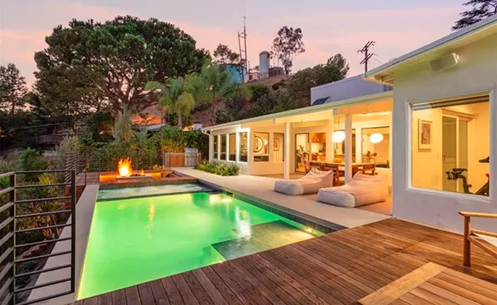 Hollywood Hills Mid Century pool home set high above Laurel Canyon