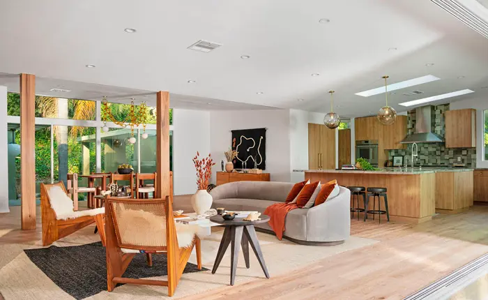 Remodeled interior of the Beverly Crest Mid Century Modern home by Rex Lotery