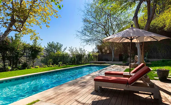 Pool view of the Beverly Hills Mid Century Estate by Vincent Appel 