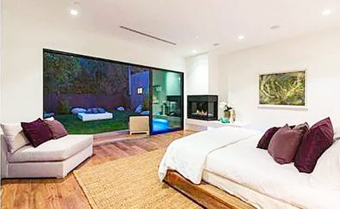 Primary bedroom of a modern contemporary architectural home