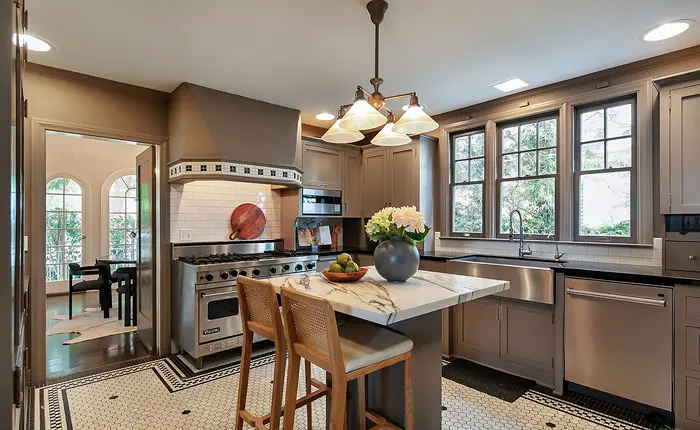 Beautiful remodeled kitchen of a Larchmont Village - Hancock Park Spanish Mediterranean home