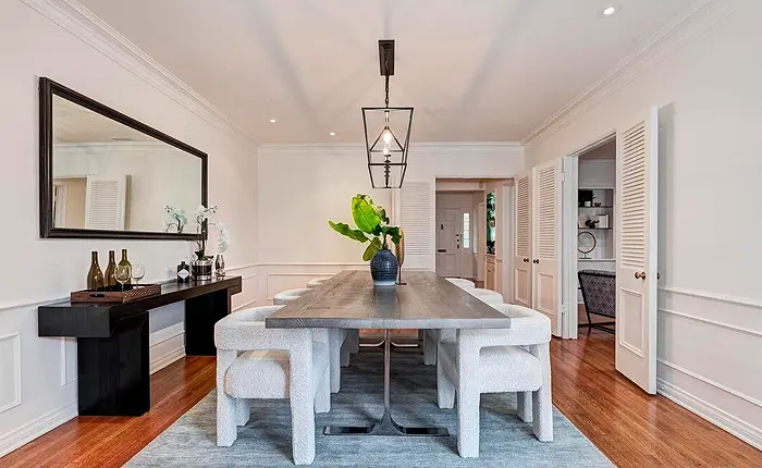 Spacious dining room in a Traditional Westwood Hills home