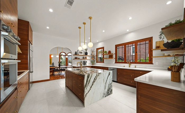 Remodeled kitchen of a historic Spanish Revival Lafayette Square home