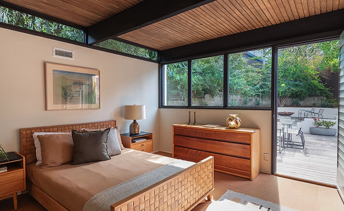 Primary bedroom of a Silver Lake mid century home
