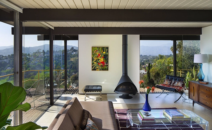 View from the the living room of the Mid-Century Silver Lake Raul Garduno-Heiser House