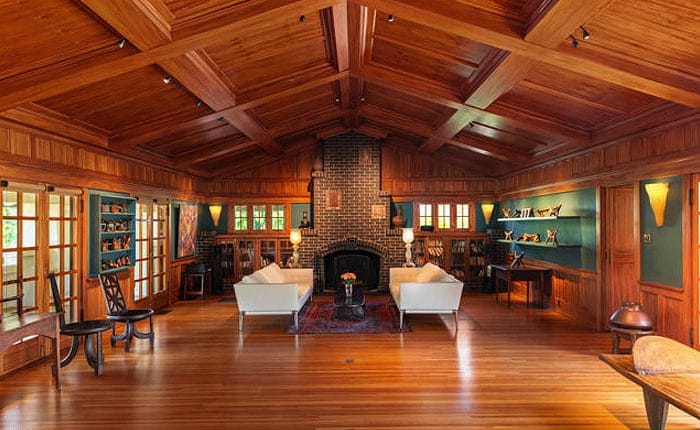 Living room of a Historic Altadena Mission-Revival Craftsman home