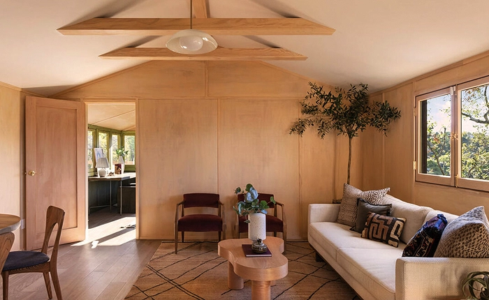Living room of the Historic Elysian Heights Paul Landacre Cabin
