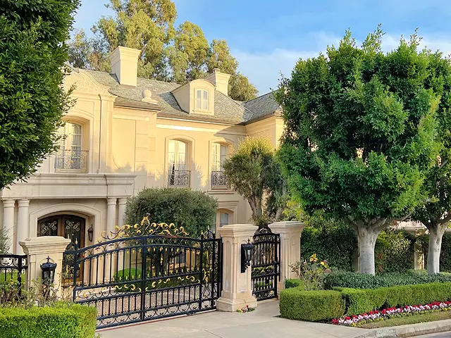 Bel Air luxury home exterior with gate