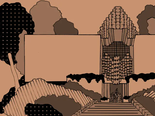 Lloyd Wright exterior of the modernist Mayan Revival Sowden House