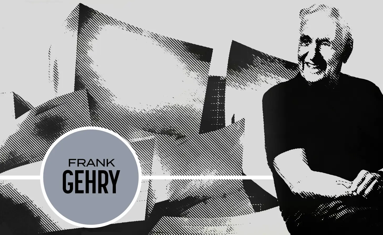 Architect Frank Gehry in front of the Walt Disney Concert Hall