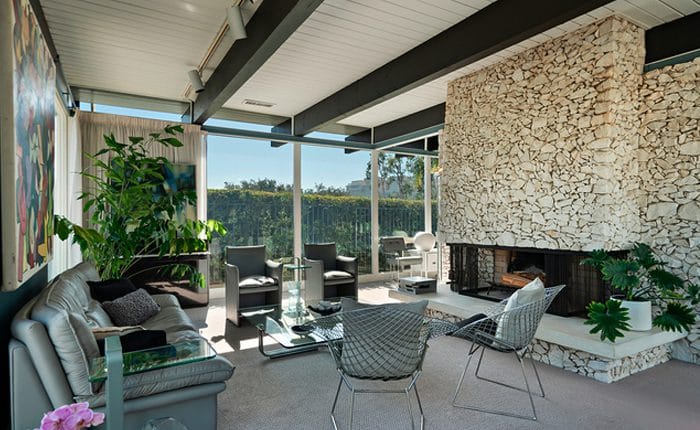 Bel Air Mid Century with rock fireplace